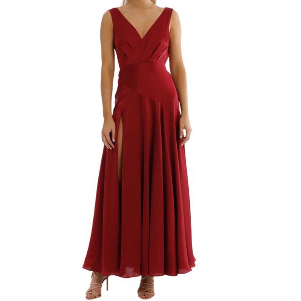 Red Satin Long Dress